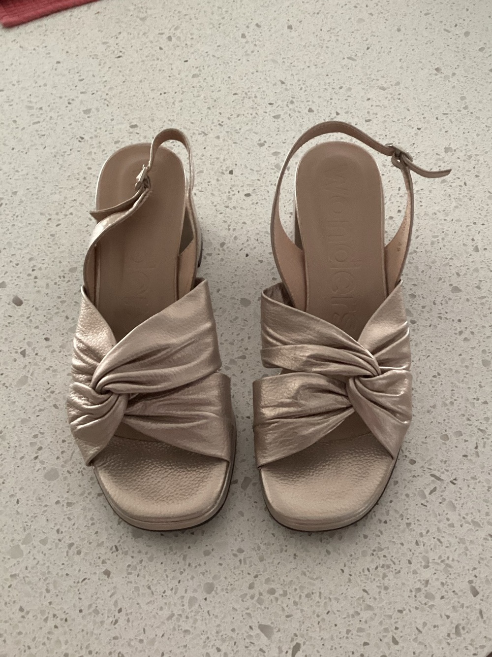 Women’s Metallic Rose Slingback Knotted Sandals
